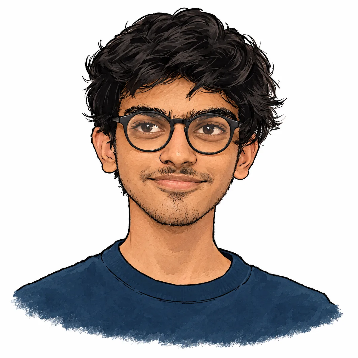 Adithya Kesan Jayakanth, a pen-and-ink portrait