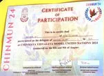 CHINMUN 2024 certificate of participation